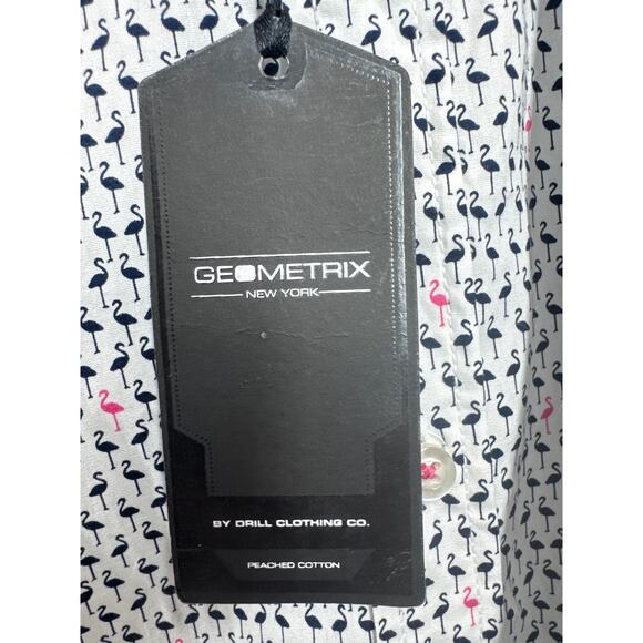 Geometrix By Drill Mens Flamingo Short Sleeve Button Down‎ Shirt Size 3XL NWT - Picture 4 of 7